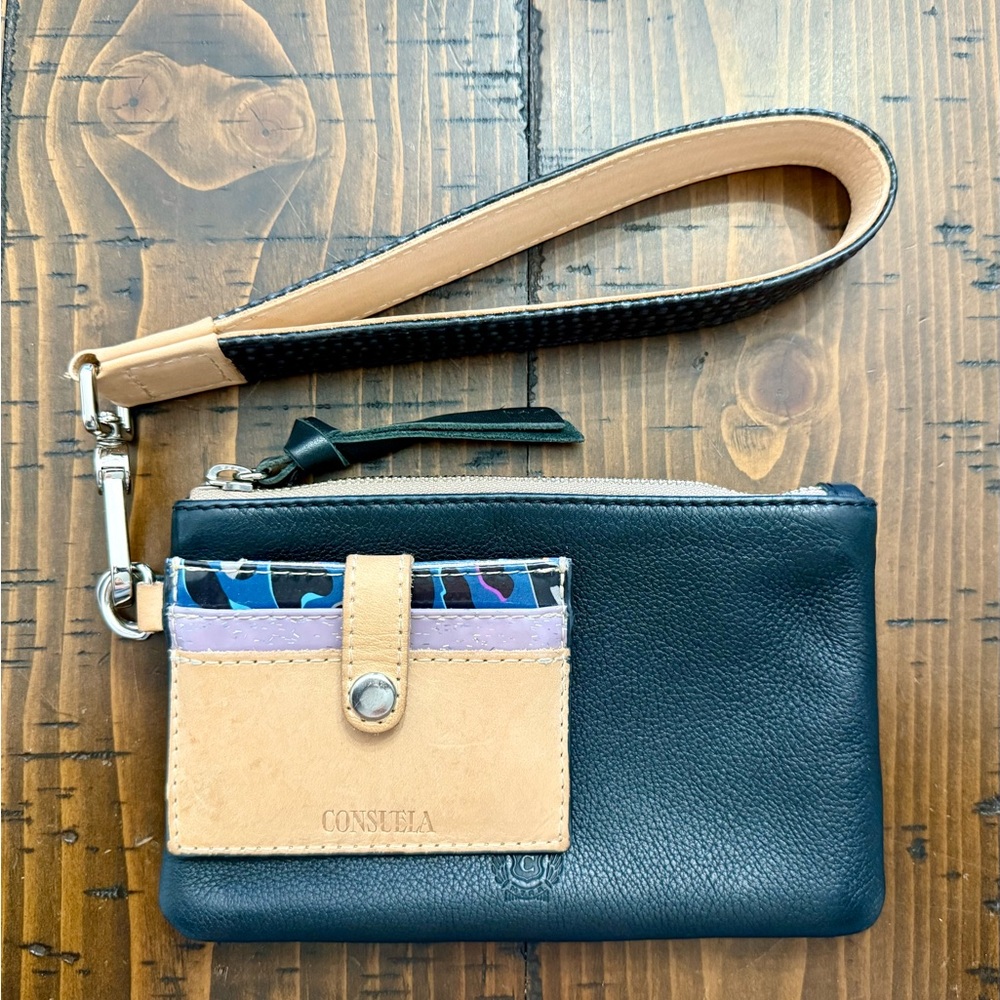 Consuela Evie Combi Wristlet with Tan and Multicolor Card Holder